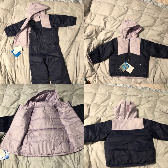 NWT Girls reversible snow suit NAVY/pale purple - Picture 3 of 7